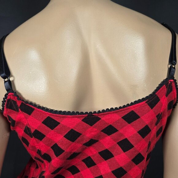 Y2K Red Black Plaid Tank Top Size L Punk Emo Grunge 2000s - Picture 9 of 10